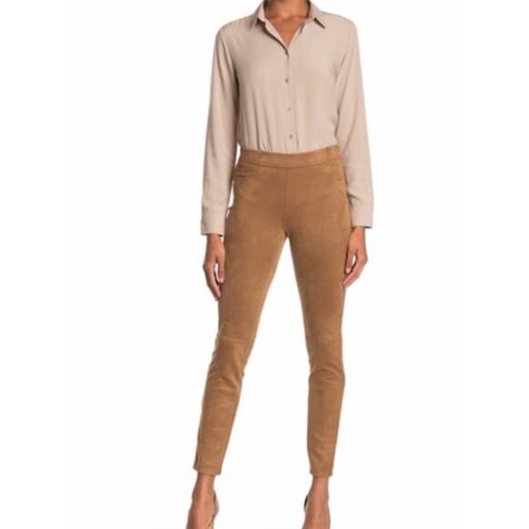 Max Studios NWT Soft Faux Suede Pull On Khaki Jegging Stretch Vicuna Pants / M - Picture 9 of 10